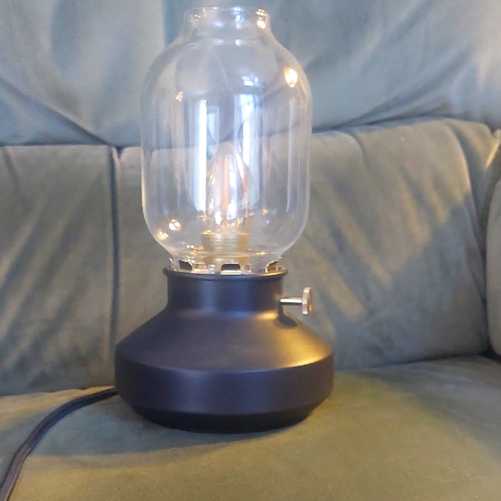 Ikea Black Oil Lamp Style w/ Glass Shade